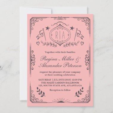 Swirl Curl Victorian Vintage Wedding Invitations