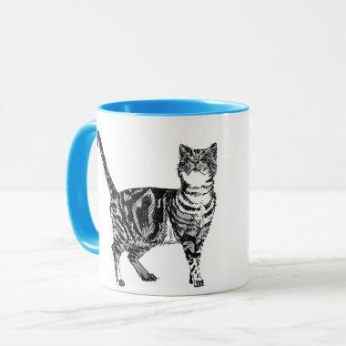 Tabby Cat Mug Blue