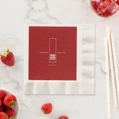Tall Rectangle Double Happiness Chinese Wedding Napkins