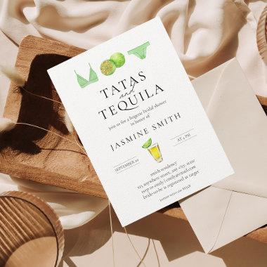 Tatas & Tequila Lingerie Bridal Shower Modern Invitations