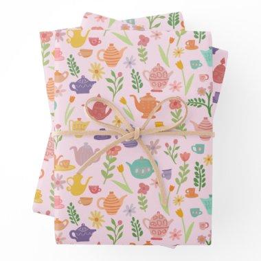 Tea Party Bridal Easter Spring Floral Colorful Wrapping Paper Sheets