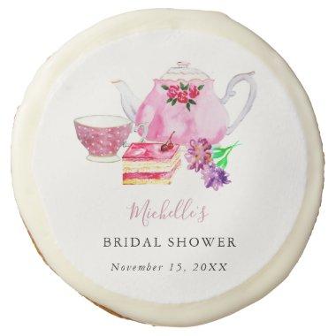 Tea Party Bridal Shower Blush Dusty Rose Teapot Sugar Cookie