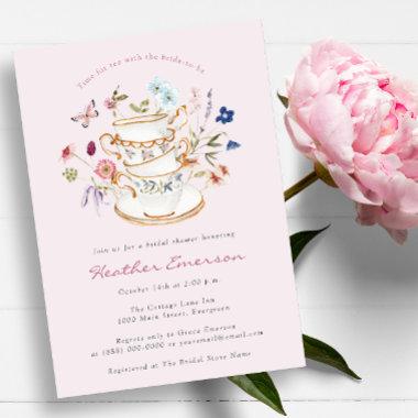 Tea Pink Bridal Shower Invitations