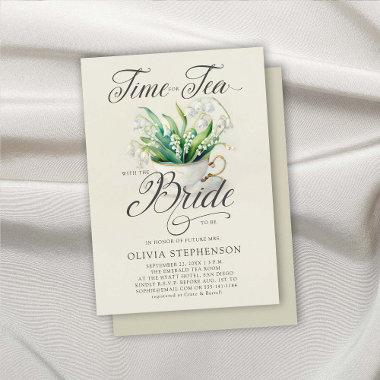 Tea Time Lily of Valley Elegant Chic Bridal Shower Invitations