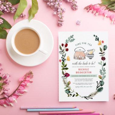 Tea With The Bride To Be | Floral Bridal Shower Invitations