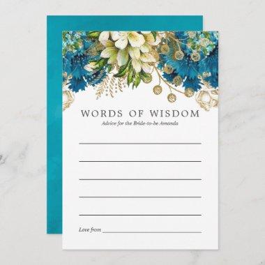 Teal and Gold Shabby Bridal Shower Bride Advice Invitations