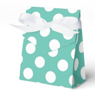 Teal Turquoise & White Polka Dots Birthday Party Favor Boxes