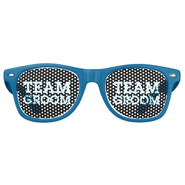 Team Groom Blue Outline Black Retro Sunglasses