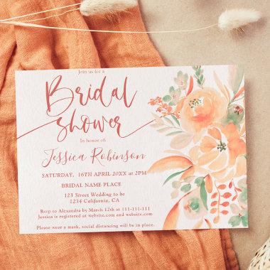 Terracotta boho floral watercolor bridal shower Invitations