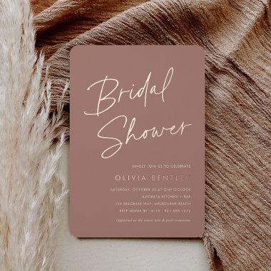 Terracotta | Boho Minimalist Script Bridal Shower Foil Invitations