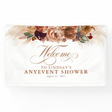 Terracotta Floral Boho Fall Party Shower Welcome Banner
