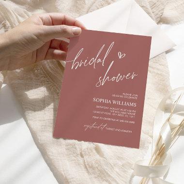 Terracotta Minimalist Bridal Shower Invitations