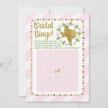 Texas Pink Gold Bridal Shower Bingo Game Invitations
