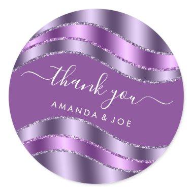 Thank Name Sweet 16th Bridal Shower Violet Purple Classic Round Sticker