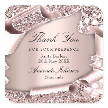 Thank QUINCEAÑERA Sweet 16th Rose Frame Square Sticker