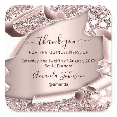 Thank QUINCEAÑERA Sweet 16th Rose Square Sticker