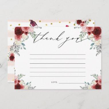 Thank You Invitations Red Wine Floral Enclosure