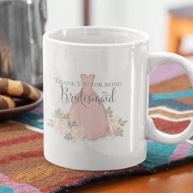 Thank You for being my Bridesmaid Blush Watercolor Coffee Mug