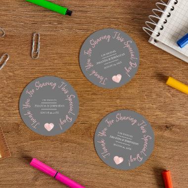 Thank You For Sharing This Special Day Heart Pink Classic Round Sticker
