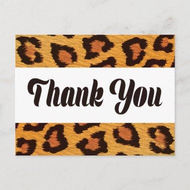 Thank You Leopard Skin Gold & Brown Wedding Party PostInvitations