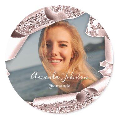 Thank You QUINCEAÑERA Sweet 16th Rose Favor Photo Classic Round Sticker