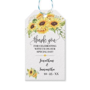 Thank you sunflowers bridal shower favor tag