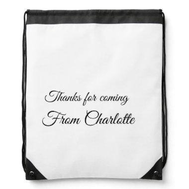 thanks for coming add name text message drawstring bag