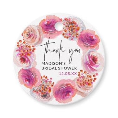 Thankyou Bright Floral Bridal Shower Circle Favor Tags