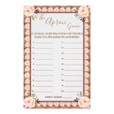 The Apron Shower Pink Floral Frame Game Invitations Flyer