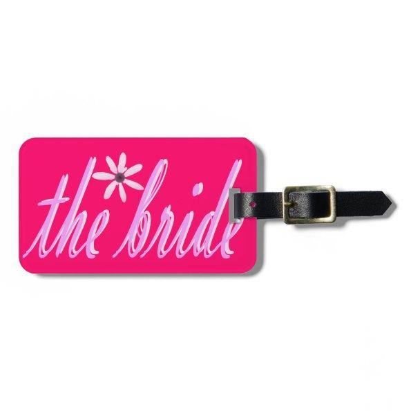 the bride in pink luggage tag