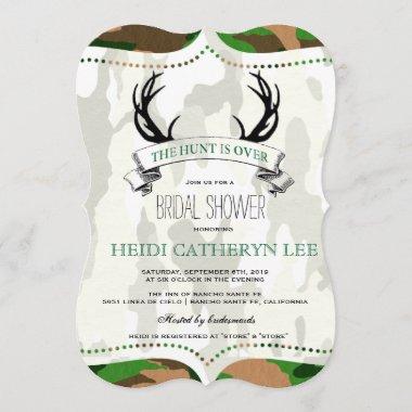 "The Hunt is Over" Rustic Camo Bridal Shower Invitations