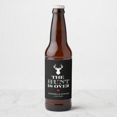 The Hunt is Over Rustic Country Wedding Beer Bottle Label
