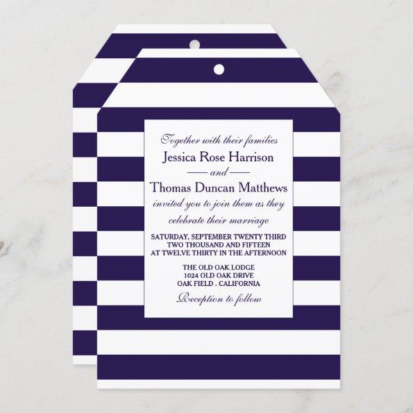The Modern Navy Stripe Wedding Collection Invitations