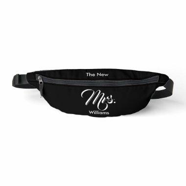 The New Mrs. Name Black and White Script Fanny Pack