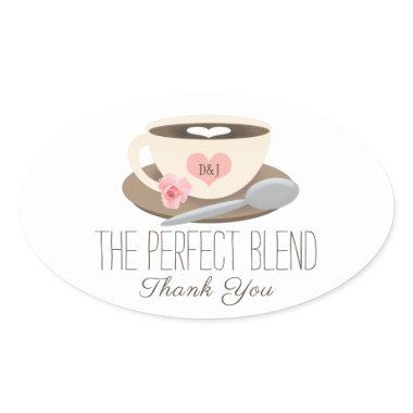 The Perfect Blend Monogrammed Coffee Cup Oval Sticker