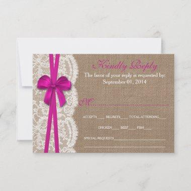 The Rustic Pink Bow Wedding Collection RSVP Card