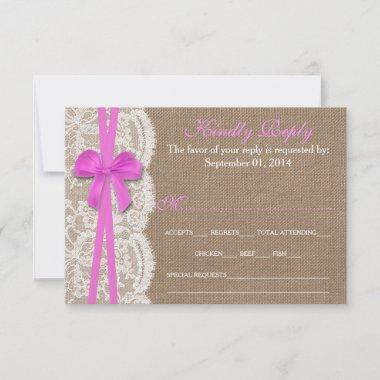 The Rustic Pink Bow Wedding Collection RSVP Card