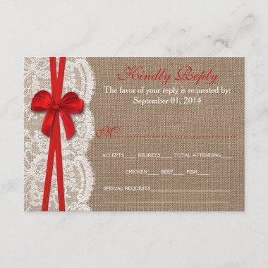 The Rustic Red Bow Wedding Collection RSVP Cards