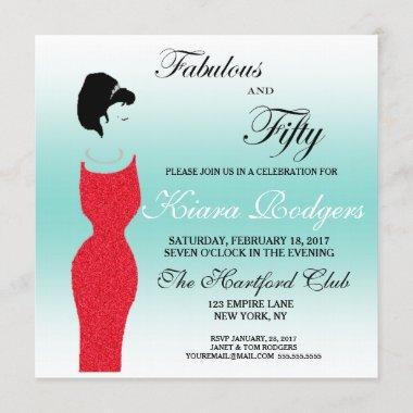 Tiara Party Fabulous And 50 50th Birthday Party Invitations