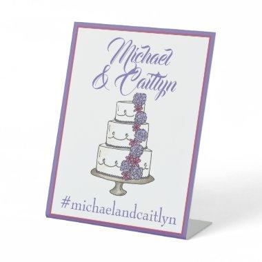 Tiered Purple Floral Wedding Cake Bridal Shower Pedestal Sign