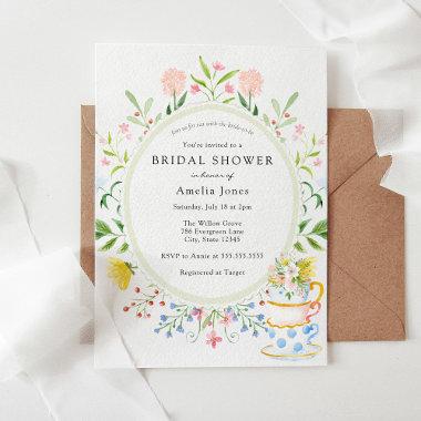 Time for Tea Bridal Shower Wildflower Invitations