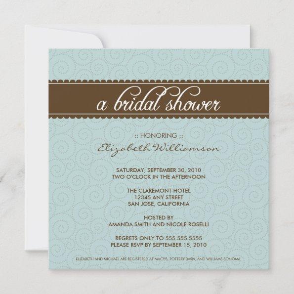 Timeless Bridal Shower Invite (aqua/chocolate)