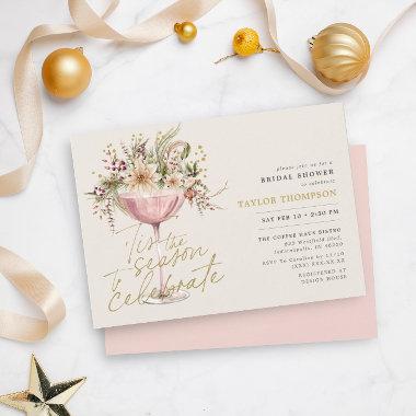 Tis the Pale Pink Winter Bridal Shower Invitations