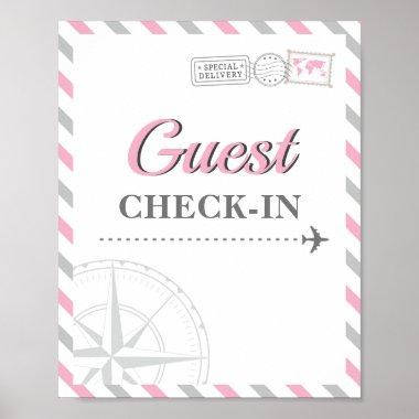 Travel Airplane Party Theme Guest Check-in Welcome Poster