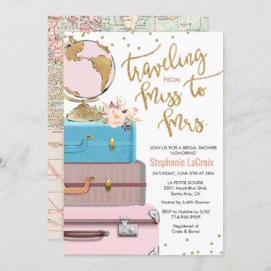 Traveling from Miss to Mrs Bridal Shower Invitations