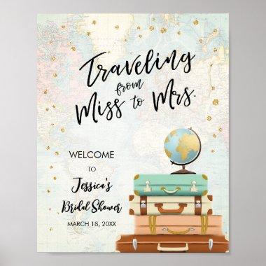 Traveling Miss to Mrs Travel Bridal Shower Welcome Poster