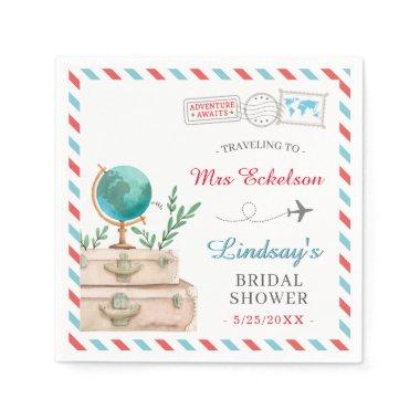 Traveling to Mrs Travel Airline Chic Bridal Shower Napkins