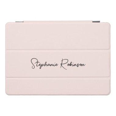 Trendy Blush Pink Monogram Script Personalized iPad Pro Cover
