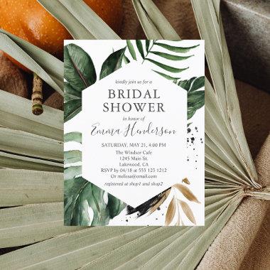 Tropical Beach Greenery Leaves Bridal Shower Invitation PostInvitations