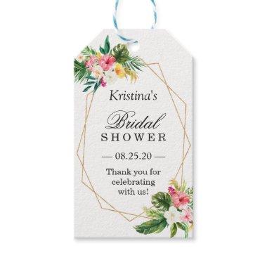 Tropical Floral Flamingo Bridal Shower Thank You Gift Tags